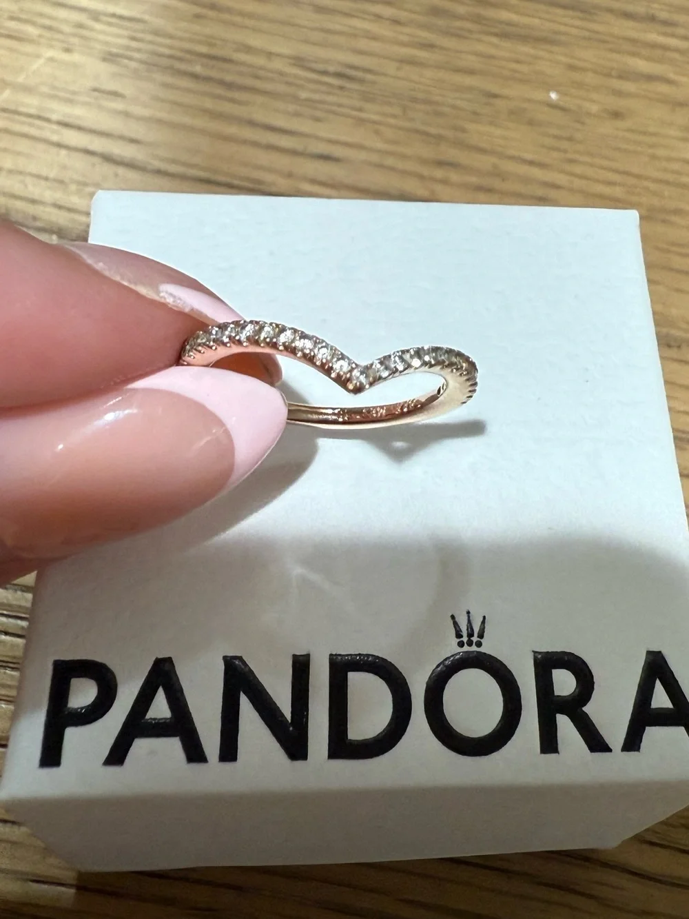 Pandora Rose Gold wishbone Ring Size 5